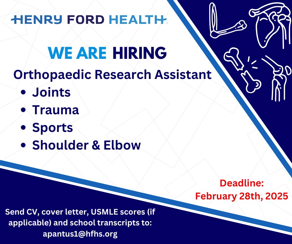 Jared M. Mahylis, MD, FAAOS (@jaredmahylismd) on Twitter photo Interested in a paid #ResearchYear with our Henry Ford #Orthopedics. We're looking for applicants for the 2025-2026 academic year! Email apantus1@hfhs.org with your CV, school transcripts and cover letter ! #OrthopedicSurgery #Shoulderelbow <a href="/HFHOrthoRes/">Henry Ford Hospital Orthopaedic Residency</a>. Interested in a paid #ResearchYear with our Henry Ford #Orthopedics. We're looking for applicants for the 2025-2026 academic year! Email apantus1@hfhs.org with your CV, school transcripts and cover letter ! #OrthopedicSurgery #Shoulderelbow <a href="/HFHOrthoRes/">Henry Ford Hospital Orthopaedic Residency</a>.
