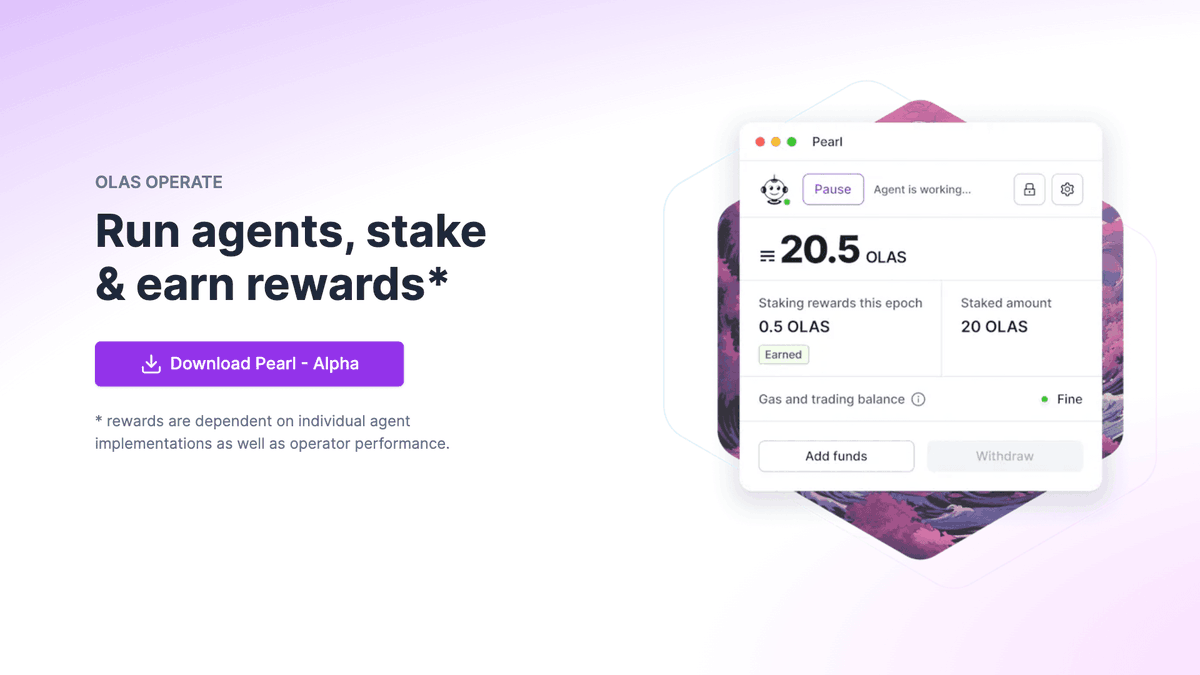 🚀 Ready to unlock the power of autonomous AI agents? Check out this 3-step guide by #OlasNetwork  <a href="/autonolas/">Olas (formerly Autonolas)</a> :

1️⃣ Install Pearl
2️⃣ Set up your account
3️⃣ Run agents and earn OLAS rewards
Perfect for both beginners and pros! 👉 olas.network/blog/the-3-ste…
#AI #Crypto #Blockchain