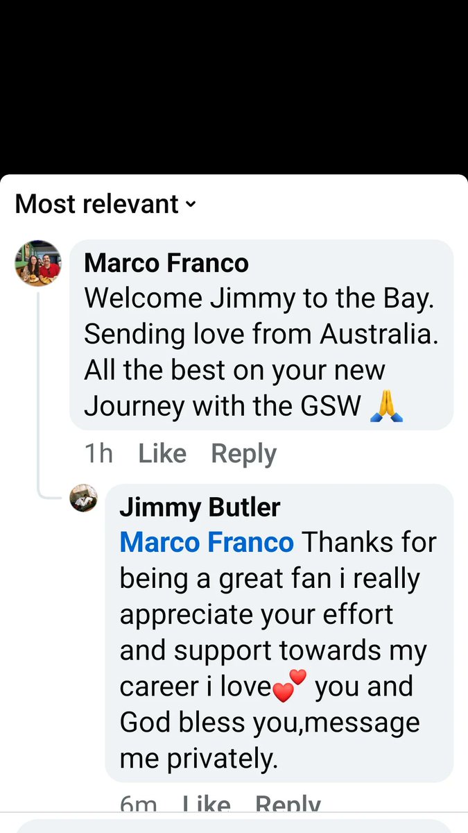 talktomarco2's tweet photo. Thanks #Jimmy butler for the reply. I wish you all the best of Luck at Golden State 🙏 https://t.co/qW9XQ9rBSs