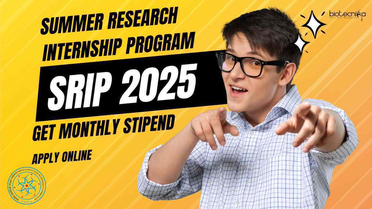🌞Summer Research Internship Program IITGN (SRIP - 2025)

🫰Get Monthly Stipend, Apply Online
👇
btnk.org/summer-researc…

⏰ Opportunities come FREE daily! Subscribe now: Biotecnika.org/subscribe

#summerinternship #summerresearch #iitgn #iitgnsrip #srip2025