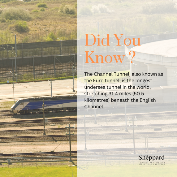 EAR_Sheppard's tweet photo. The Channel Tunnel, also known as the Euro Tunnel, is the longest undersea tunnel in the world at 31.4 miles (50.5 kilometers). It connects the UK and France, showcasing the power of innovative civil and structural engineering. https://t.co/PDoIZ6vlyz