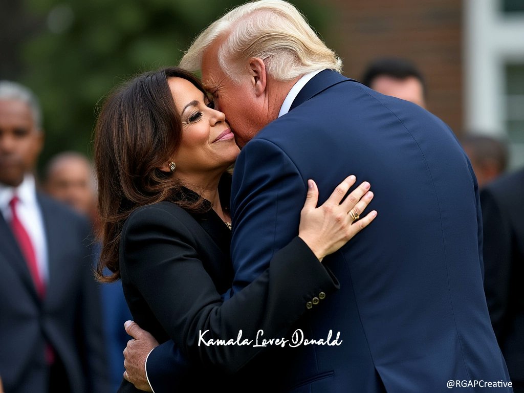 Kamala loves Donald!  The secret is out!
Don't ask, Don't tell.

#AIart #Grok #AIイラスト #DonaldTrump #Trump #kissmeifyoucan #ValentinesDay