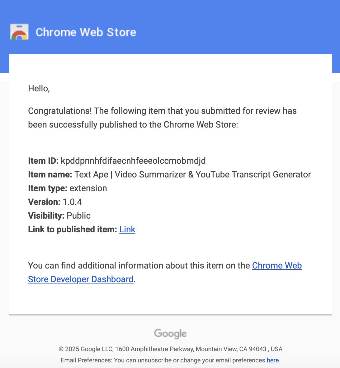 I love it that <a href="/googlechrome/">Chrome</a> reviews and publishes extensions so quickly!