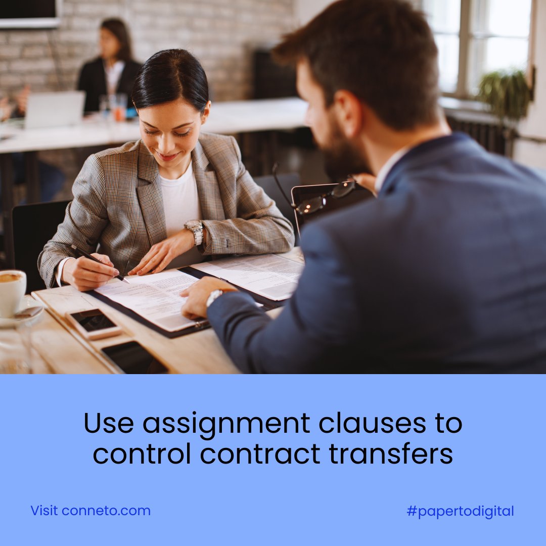Conneto_Hub's tweet image. An assignment clause prevents contracts from being transferred without approval.

Keep control of your agreements—Draft with Conneto.

Try Conneto for free today. 

#ContractTips #BusinessProtection