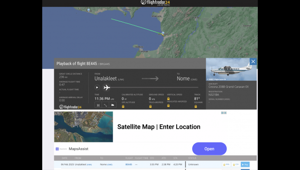 geotechwar's tweet photo. Nome, Alaska (Missing Plane):
The Pilot's last message was to confirm the holding pattern. https://t.co/Giwleh7xAt