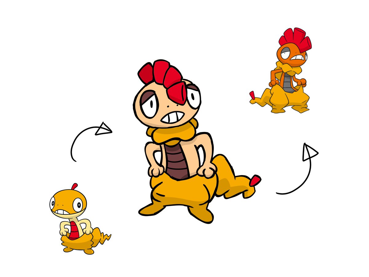 jjijilyee1212's tweet photo. made some 'in progress pokemon evolutions' myself. #scrafty #lurantis #rabsca https://t.co/L484vuZaAy