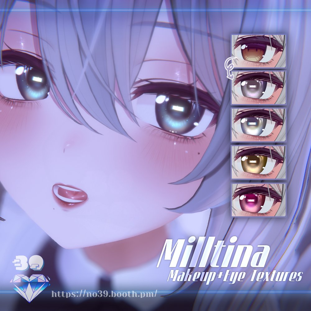 💓新商品発売✨💄💋
♡Milltina専用♡Makeup &amp; Eye Textures♡
🔗no39.booth.pm/items/6568848
🎁フォロー＆RTで参加！2/10に抽選で3名様にプレゼント！
🎁Boothの「いいね」数が100増えるごとに当選者+1！
💓たくさんのご支援ありがとうございます!!
#BOOTH #milltina3D #NO39_vrc