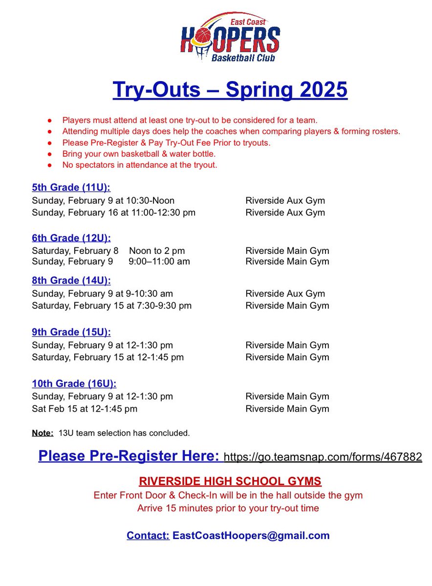 echoopers's tweet image. Try Out Dates for 2025.  Many of our teams bring back a core of players and continue throughout the year with strategic time off.  We keep our club small to focus on a high quality experience for our players.