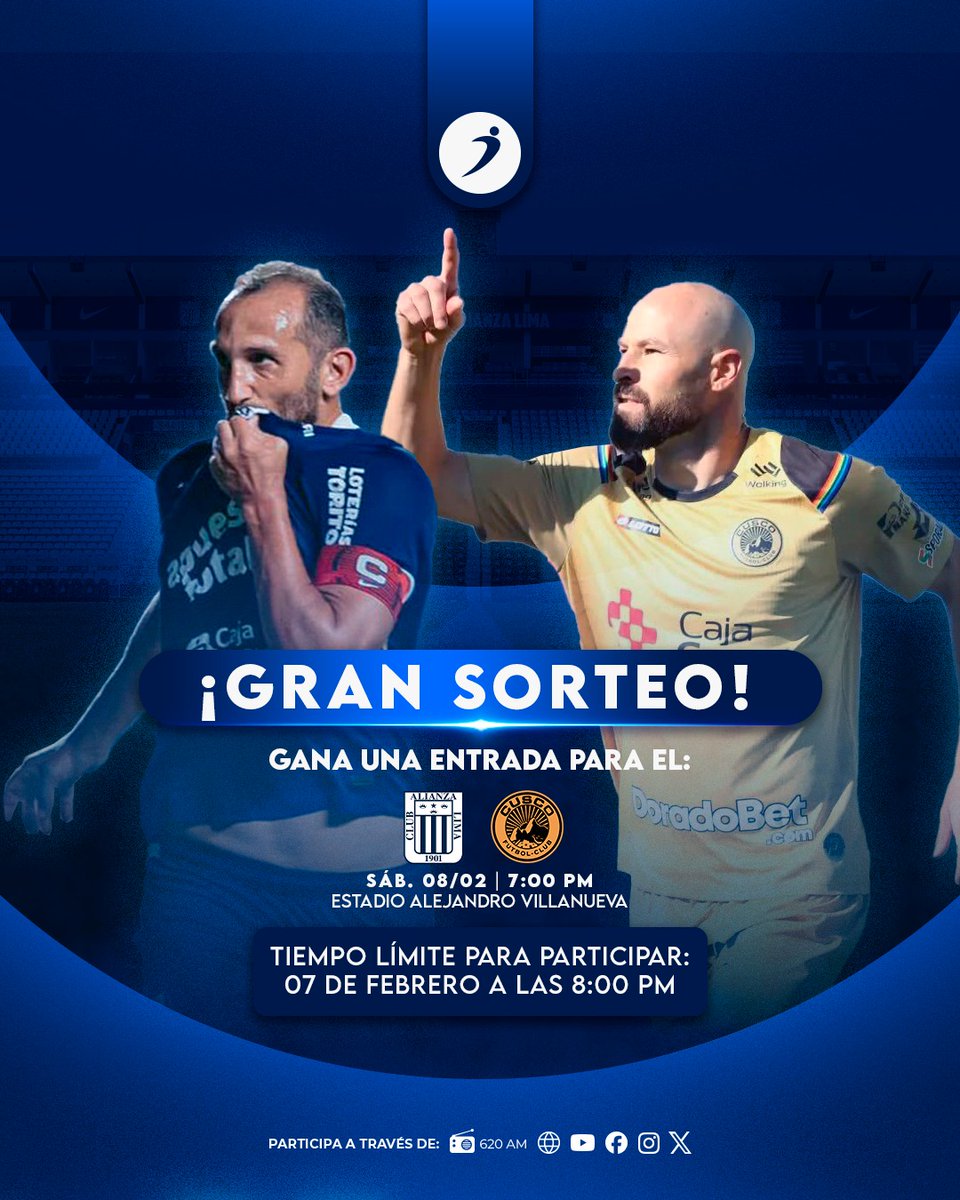 ovacionweb's tweet photo. ¡TE LLEVAMOS A LA CANCHA! 📣⚽
#Ovación te lleva #GRATIS al encuentro entre Alianza Lima vs Cusco FC por el Torneo Apertura. Concursa por una de las entradas 🎟 siguiendo estos pasos:
1️⃣ Sigue: @ovacionweb
2️⃣ Like a la publicación y etiqueta a tres amigos.
3️⃣ Comparte el sorteo en tu muro.
🔴 Participa hasta: 07/02 a las 8 PM.
Compra tus entradas 👉
https://t.co/VbTjGH4fbf