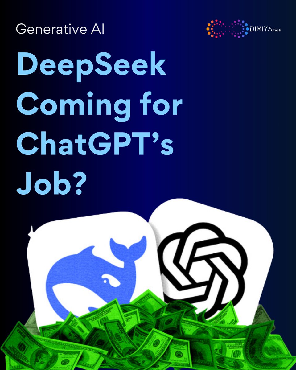 DimiyaTech's tweet photo. 🚀 10M+ downloads, 39% iOS from China.

#AI Battle: DeepSeek vs ChatGPT

🤖 DeepSeek: Coding/engineering/math expert. Cost-effective APIs, bold ideas. 

💬 ChatGPT: Creative writing, polished convos. Versatile for everyday tasks.

Which AI rules your workflow? 👇
#AI #Coding https://t.co/Qr0U8NydO4