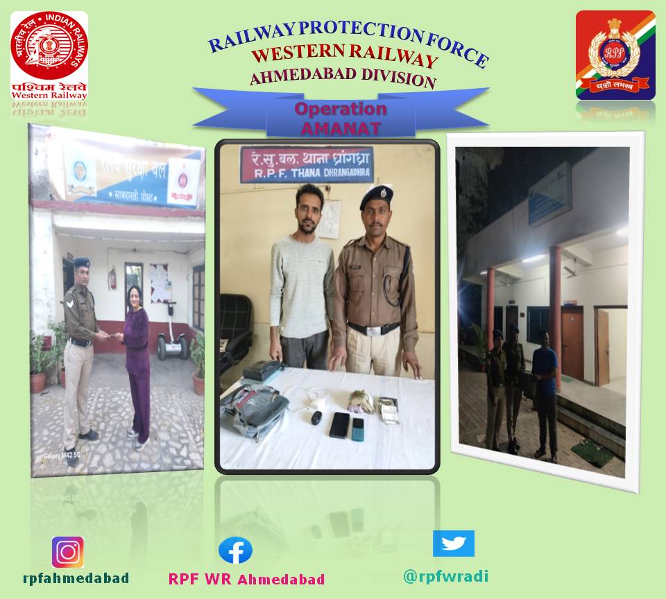 rpfwradi's tweet photo. #OperationAmanat  
On 06 February 2025 RPF Ahmedabad staff recovered misplaced luggages of passengers, valued at Rs.36740/- in separate incidents in trains over Ahmedabad Division. After verification handed it over to their rightful owners.@drmadiwr @rpfwr1 @RPF_INDIA @WesternRly https://t.co/Ob2ndGzDxX