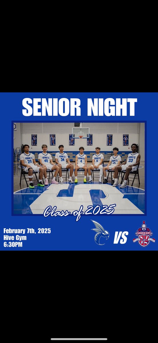 SWHSBOYSBB's tweet photo. Our final home game of the 2024/2025 season is tomorrow night. We honor our Seniors that helped start the program 3 years ago and built from the ground up!

📅: Friday, February 7th
⏰: 6:30 PM (Senior Night ceremony at 6:00)
📍: Hive Gym 
🆚: Justin Garza High School https://t.co/Ys4962BmwV