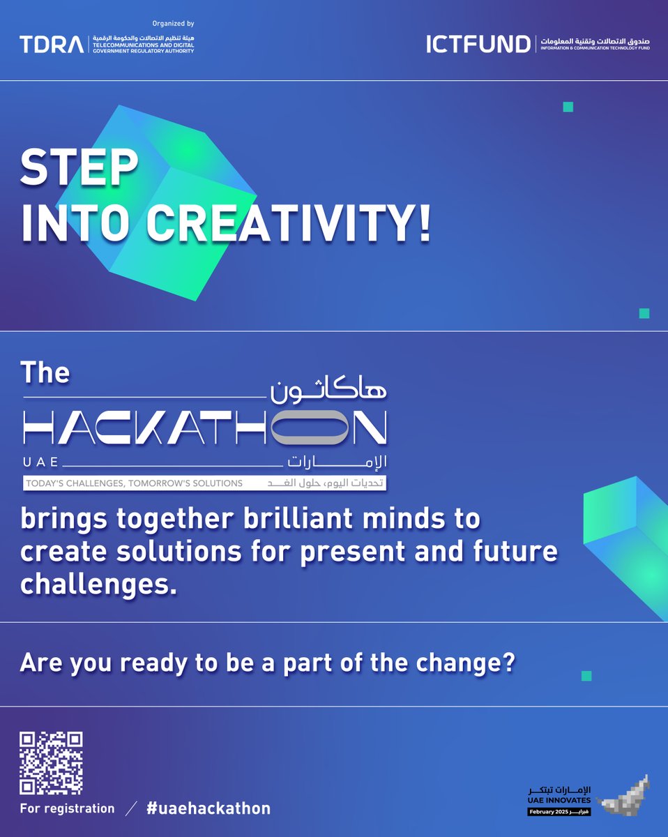 tdrauae's tweet photo. Step Into Creativity! 🌐
The #UAEHackathon brings together brilliant minds to create solutions for present and future challenges.
🎯 Are you ready to be a part of the change?
📩 Sign up now https://t.co/JPNm3TZpgx
#UAEInnovationMonth #InnovateUAE #DigitalParticipation #Sharikae https://t.co/jVEXzsKVoU