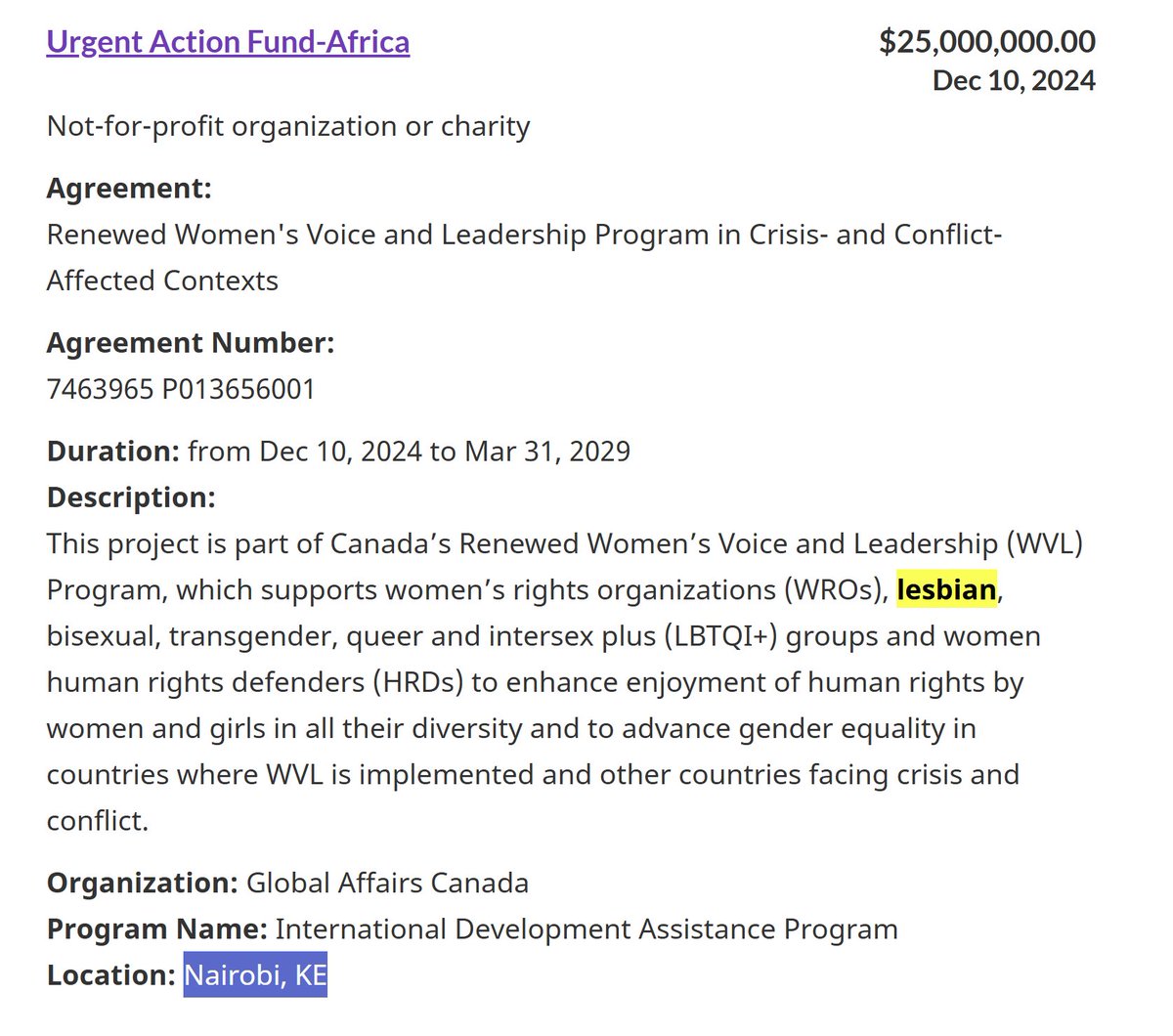 I have to stop going down the  Global Affairs Canada Rabbit hole, it's just raising my blood pressure.

25,000,000 for a DEI program in Kenya.
Meanwhile Canadian are dying waiting for surgery.