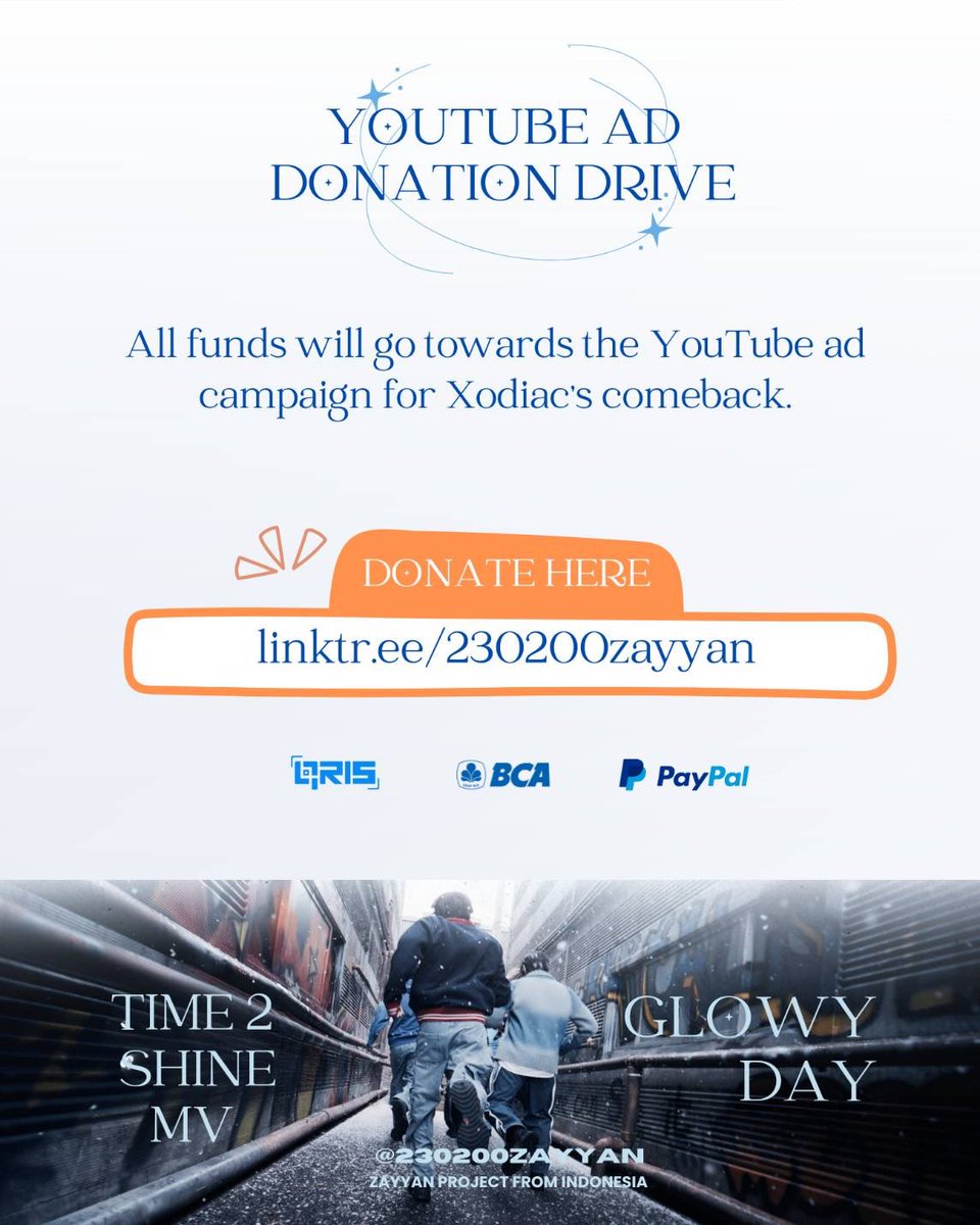 230200zayyan's tweet photo. 📣 CALL FOR DONATIONS — XODIAC MV ADS "TIME 2 SHINE"

Your donations will help fund YouTube ads for XODIAC’s upcoming comeback!

💌 Donate here: https://t.co/EQYcEeYItI

#XODIAC #소디엑 
#XODIAC_GLOWYDAY
#XODIAC_TIME2SHINE
#PROJECT2302ZAYYAN https://t.co/pQRDbczhZH