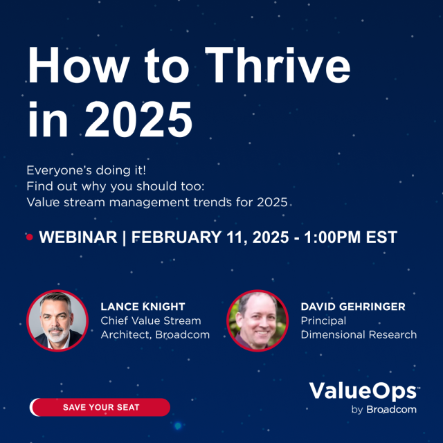 iVarunVerma's tweet image. Discover how #ValueStreamManagement is driving #DigitalTransformation in 2025. On 2/11, join Lance Knight David Gehringer as they reveal insights from global leaders on eliminating inefficiencies and optimizing workflows for customer success! #Broadcom dy.si/BveUYe