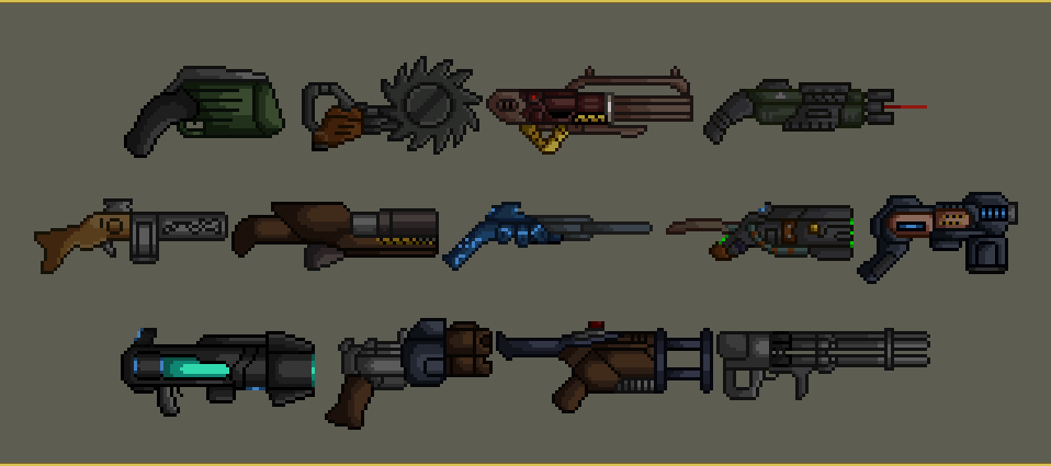 AbsoluteBoom96's tweet photo. All weapons from OpenArena, the Open Source version of Quake III Arena. #pixelart #pixelartist #pixelweapons #quake3 #quakelive #openarena https://t.co/FDJETkHKSC