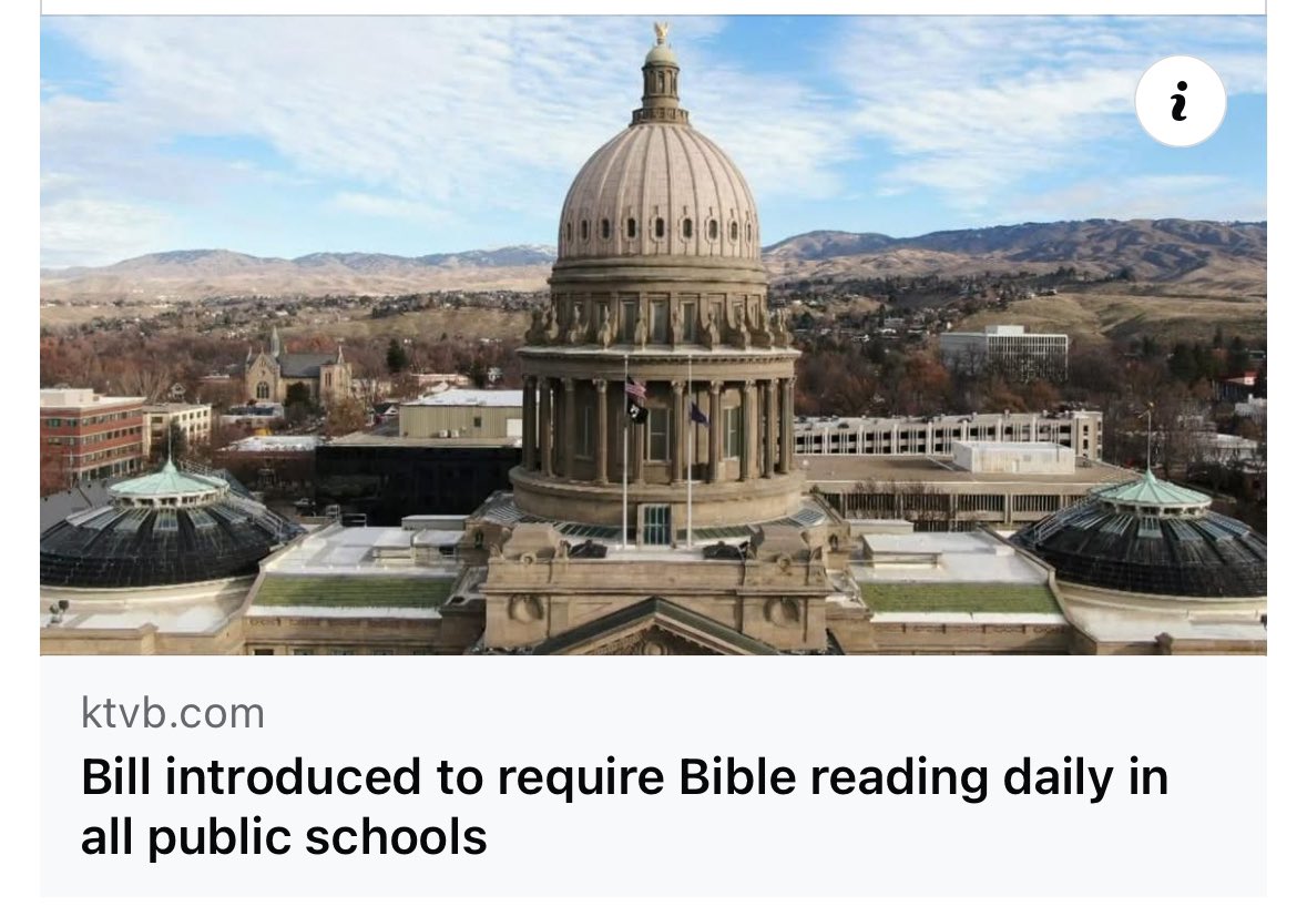 Brcremer's tweet photo. As a Christian, as a pastor, as an American, and as a life long Idahoan, I find this shameful in every way.

It not only uses our most sacred text in a dishonorable and cavalier way, but it violates the religious freedom of others.

This is simply selfish and hypocritical. https://t.co/xj3hpxFBpc