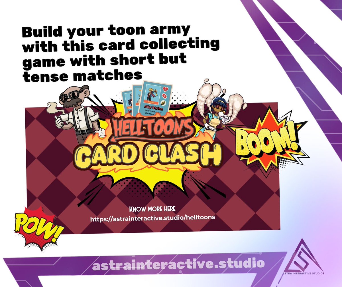 astraistudios's tweet photo. 👀 Introducing: Helltoons

Are you a fan of card-collecting games? Check out one of Astra’s new and original name: Helltoons.

Create your ideal team, collect more cards, explore the synergies they offer and have fun! 🃏 

📲 Know more here: https://t.co/bICuWm1JTh https://t.co/Xiz8wYgVlz
