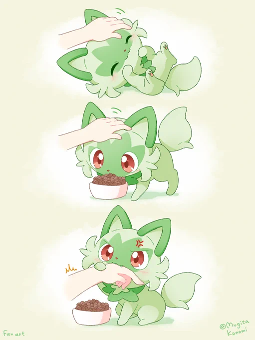 ごはん中はイヤな気まぐれニャオハ 