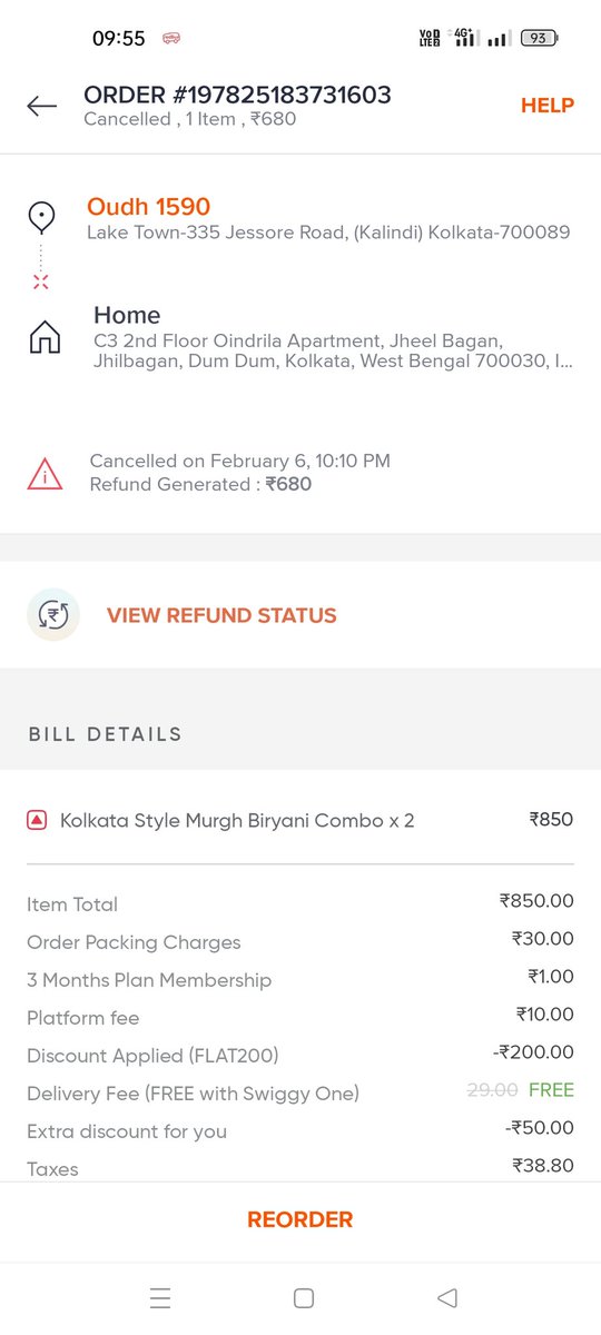 ItsPritha009's tweet photo. @SwiggyCares horrible experience with @Swiggy ! I ordered my dinner yesterday from Swiggy and paid d amount and waited for 1 long hour. Delivery boy didn't pick the call and give status arrived location. There no option to track him @SwiggyCares suggest me to wait and lastly deny https://t.co/GJ7l1HvvLz