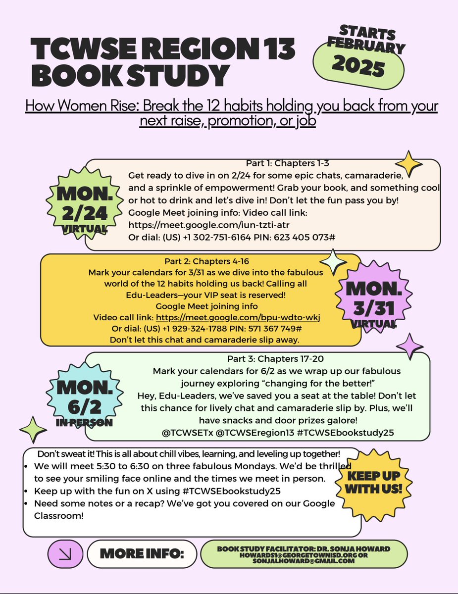 TCWSEregion13's tweet image. Do you need to reconnect with the vibe from the @TCWSETx conference or with other #leadHERs in general? Here's an immediate opportunity! Join our book study starting this month! #TCWESr13 #eduqueen @LeadReadWrite is our leader so it's sure to be valuable!