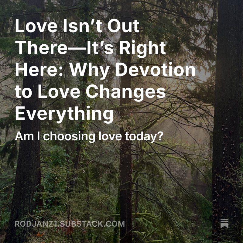 Love Isn’t Out There—It’s Right Here: Why Devotion to Love Changes Everything open.substack.com/pub/rodjanz1/p…