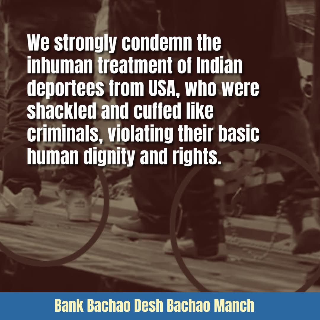 SoumyaDatta7's tweet photo. Indian deportees from USA shackled like criminals! We condemn this inhuman treatment. We urge immediate action.
@PMOIndia @DrSJaishankar @POTUS @SenateForeign @HRW @NAACP @ACLU @nytimes @CNN @amnestyusa @democracynow
#HumanRights #StopDehumanization https://t.co/cJv2jL6CgW