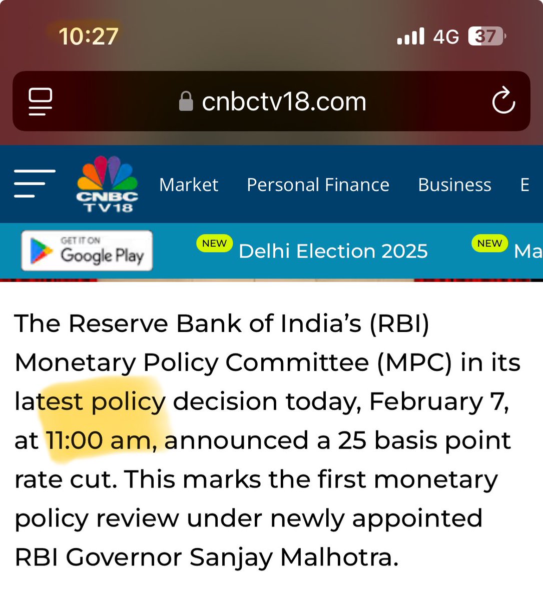NIFTYGYAN's tweet photo. @CNBCTV18Live update your story.. RBI press release came early you published per-approved story. https://t.co/RXAxtz4eV2