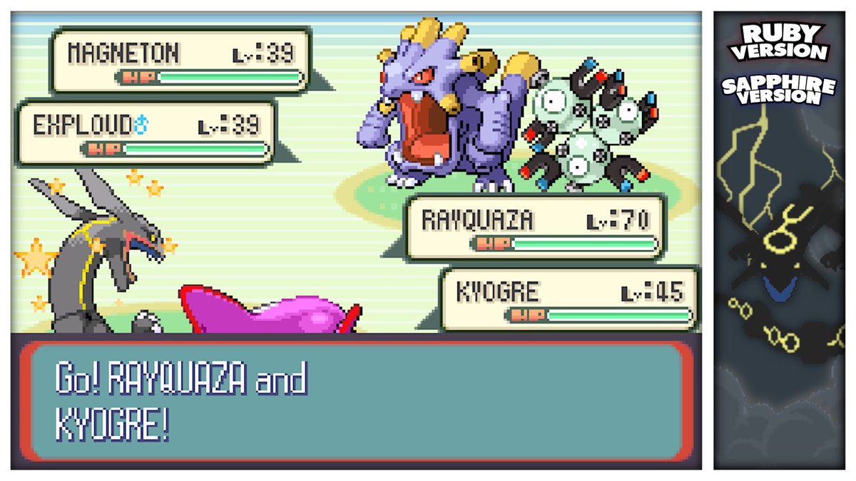 Shiny Rayquaza after 6,426 soft resets in Pokémon Ruby/Sapphire! 💫

Finally completed the weather trio in Gen. 3, with an average of 7,739 encounters. Caught in a Luxury Ball too 😎

#Pokemon #ShinyPokemon