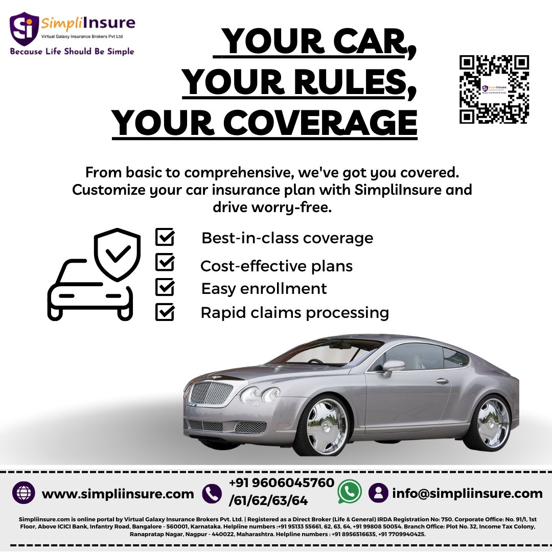 SimpliInsure's tweet photo. 🚗 Your Car. Your Rules. Your Coverage. 🚗✨

https://t.co/XSyw8r0NJQ

#YourCarYourRules #CarInsurance #DriveSafe #StayProtected #InsuranceMatters #FinancialSecurity #SmartCoverage #Health #Plans #Insur #Family #Insurance #India #Bangalore #simpliinsure
📞 Get insured today! 🚀 https://t.co/f84x3eDPT6
