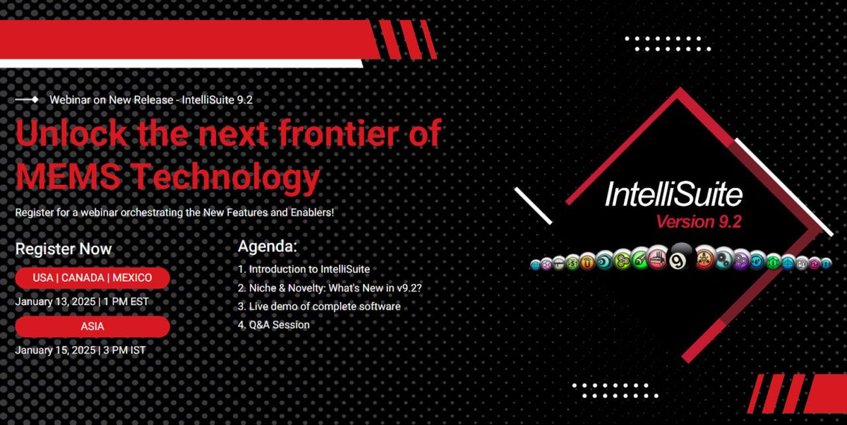 ExpertEda's tweet image. Компания IntelliSense анонсировала новую версию своего продукта IntelliSuite v9.2 и приглашает на серию вебинаров с ее обзором.
intellisense.com/news.html?tab=…
#IntelliSense #IntelliSuite #MEMS