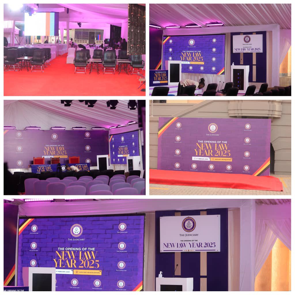 JudiciaryUG's tweet photo. All set for the Opening of the New Law Year 2025 at the Judiciary Headquarters.

The event will be streamed live on the following social media platforms;

*YouTube:* https://t.co/O97q51SCWv

*Zoom:* https://t.co/TVTF0J3XAG

 *Webinar ID: 950 5342 8415* 
 *Passcode:NLY25* https://t.co/LLIQV24ZAP