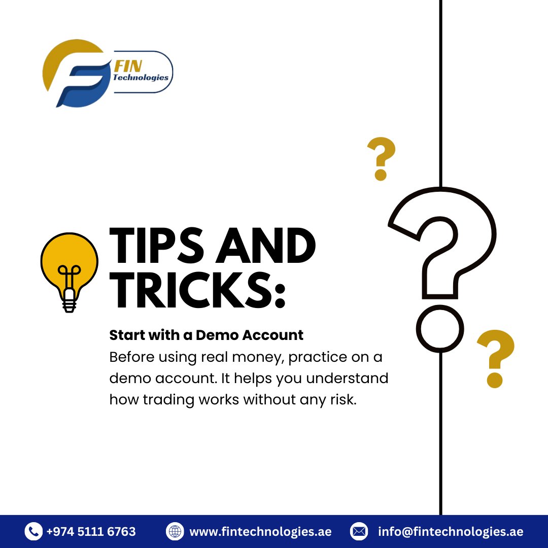 TechnologiesFin's tweet photo. Start with a Demo Account
Before using real money, practice on a demo account. It helps you understand how trading works without any risk.
https://t.co/RVNeOZjpC6
#fintech #fintechtechnology #digitalfinance #financialinnovation #dohaqatar #tipsandtricks #forexstrategy #forextips https://t.co/s5rEPLWwEj