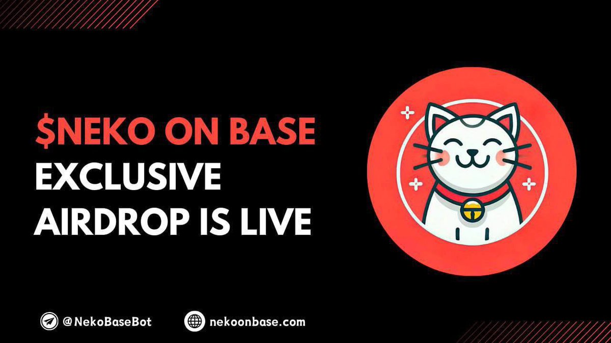 Neko On Base
Reward : 1000 $NEKO For All

don't miss it🔥
t.me/NekoBaseBot?st…
➖ Complete task
➖ Submit Address ETH 
➖ Minum WD 4000 NEKO
➖ Done
add sc: 0x614c047398B68836E743504321dE406F4F3e5E4A

$NEKO $ETH $ALPHA $YE