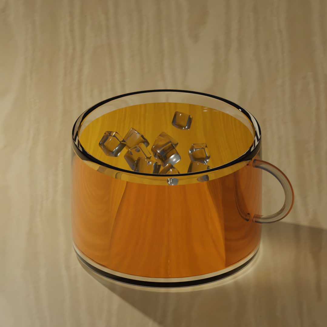 _Bpender's tweet photo. オレンジジュース
 #Blender #Blender初心者  #3DCG 

最初アイスティーっぽくなっちゃったので、オレンジってもっとマットな質感だなと思って伝播と粗さ下げたら良くなった気がします！ https://t.co/9xGkofpqJv