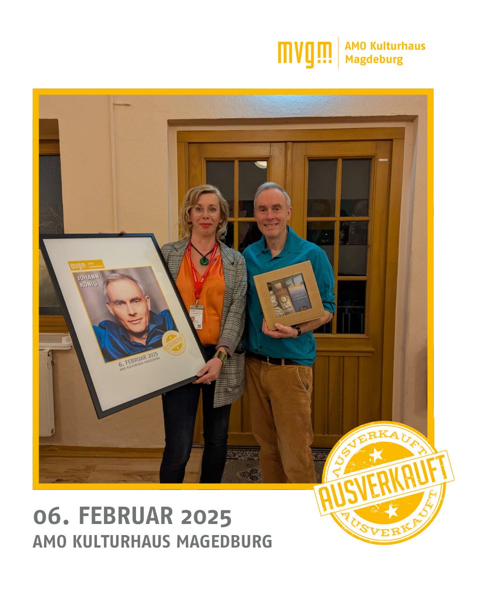 Sold Out Award für Johann König im AMO Kulturhaus 🤩👑

Herzlichen Glückwunsch, lieber Johann,  für ein ausverkauftes Haus.

#SoldOut #JohannKönig #StandUpComedy #MVGM #AMO