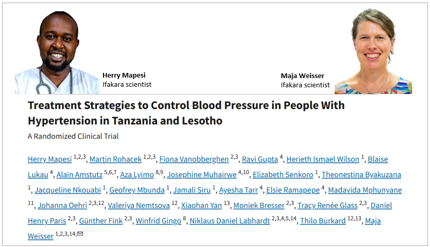 ifakarahealth's tweet photo. BP CONTROL:
Two-pill dose effective for treating hypertension

A study in Lesotho & Tanzania, led by @Ifakarahealth, @SwissTPH, @SolidarMed, @UniSpitalBasel, SFRRH, and the Ministry of Health in Lesotho, shows that a two-pill low-dose therapy is as effective as standard treatment for high blood pressure. 💊🔬

With millions affected by hypertension worldwide, this research provides valuable insights for better patient care, especially in Africa where treatment options are limited. 🌍🩺💙

📖Read more about these findings below! 
>> https://t.co/aWRUQIIbCI
>> #IfakaraNews #Hypertension