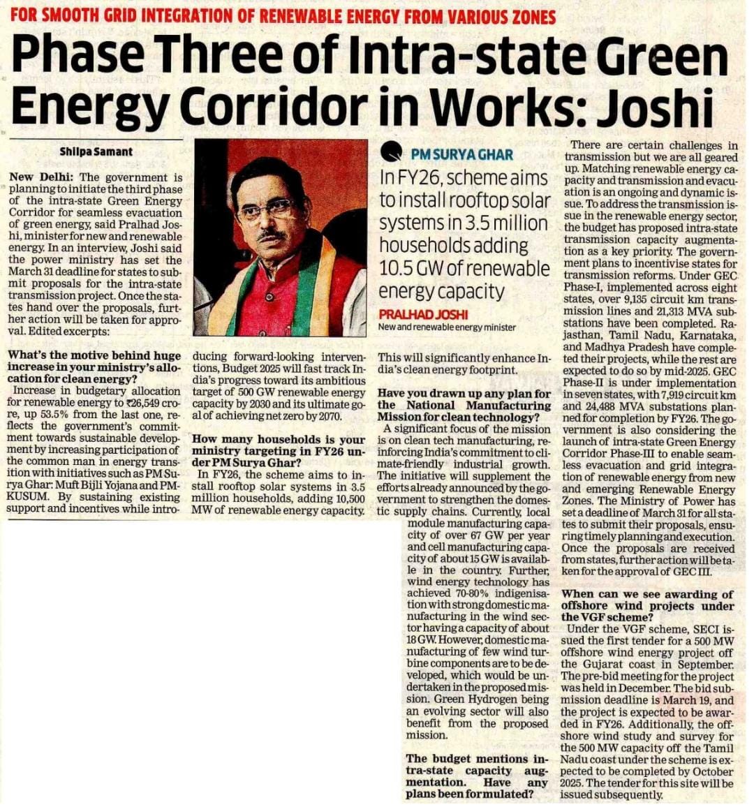 Pralhad Joshi (@joshipralhad) on Twitter photo Here's my latest interview where I discuss key topics in the renewable energy sector - from a 53.5% increase in budget allocation to our plans for 35 lakh installations this year under <a href="/PMSuryaGhar/">PM - Surya Ghar: Muft Bijli Yojana</a> Yojana, and the National Manufacturing Mission for clean technology. Do check it Here's my latest interview where I discuss key topics in the renewable energy sector - from a 53.5% increase in budget allocation to our plans for 35 lakh installations this year under <a href="/PMSuryaGhar/">PM - Surya Ghar: Muft Bijli Yojana</a> Yojana, and the National Manufacturing Mission for clean technology. Do check it