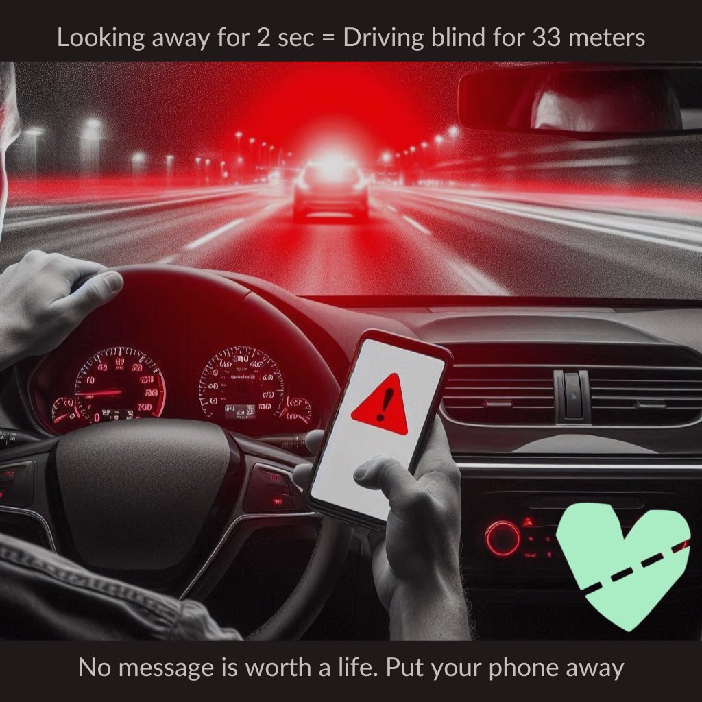 rtsgnsw's tweet photo. Looking at your phone for 2 sec at 60km/h = driving blind for 33 meters! Don’t risk it. No message is worth a life.
Learn more: https://t.co/dS3CGyVH5v
#EyesOnTheRoad #SafeDriving #RTSG #RoadTraumaSupport #RoadSafety #TowardZero https://t.co/qWW0vaJRtU