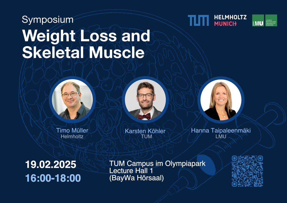 Munich researchers have contributed to developing weight loss medications. However, patients also lose muscle mass. As an alternative, muscle hypertrophy stimulation also causes fat loss. Which strategy is better? Register for our symposium here and RT: collab.dvb.bayern/pages/viewpage…