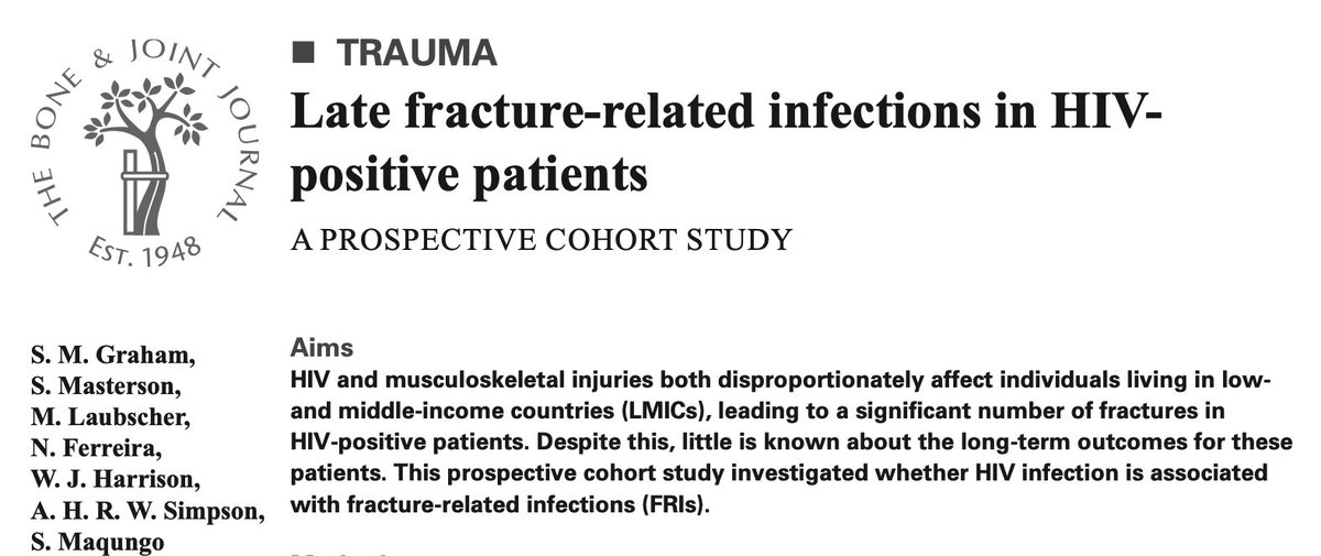 Liverpool Orthopaedic and Trauma Service (@liverpool_ortho) on Twitter photo Great collaborative paper with <a href="/UCT_ORU/">Orthopaedic Research Unit</a> and <a href="/Liverpool_Ortho/">Liverpool Orthopaedic and Trauma Service</a> in <a href="/BoneJointPortal/">Bone & Joint</a> this month on late fracture-related infection in HIV-positive patients. <a href="/DrSiGraham/">Simon Graham</a> <a href="/MaritzLaubscher/">Maritz Laubscher</a> <a href="/bjjeditor/">Prof Fares Haddad</a> <a href="/BritOrthopaedic/">BOA</a> <a href="/SICOTortho/">SICOT</a> <a href="/LSTMnews/">LSTM</a> <a href="/wellcometrust/">Wellcome</a>
boneandjoint.org.uk/Article/10.130… Great collaborative paper with <a href="/UCT_ORU/">Orthopaedic Research Unit</a> and <a href="/Liverpool_Ortho/">Liverpool Orthopaedic and Trauma Service</a> in <a href="/BoneJointPortal/">Bone & Joint</a> this month on late fracture-related infection in HIV-positive patients. <a href="/DrSiGraham/">Simon Graham</a> <a href="/MaritzLaubscher/">Maritz Laubscher</a> <a href="/bjjeditor/">Prof Fares Haddad</a> <a href="/BritOrthopaedic/">BOA</a> <a href="/SICOTortho/">SICOT</a> <a href="/LSTMnews/">LSTM</a> <a href="/wellcometrust/">Wellcome</a>
boneandjoint.org.uk/Article/10.130…