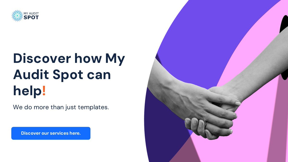 We're here to help! Did you know that My Audit Spot does more than just sell templates! We can assit your business or internal audit team in many ways. See what services we can offer, and obtain a free quote here: buff.ly/3SqHGRY 

#internalaudit #audit #help #services