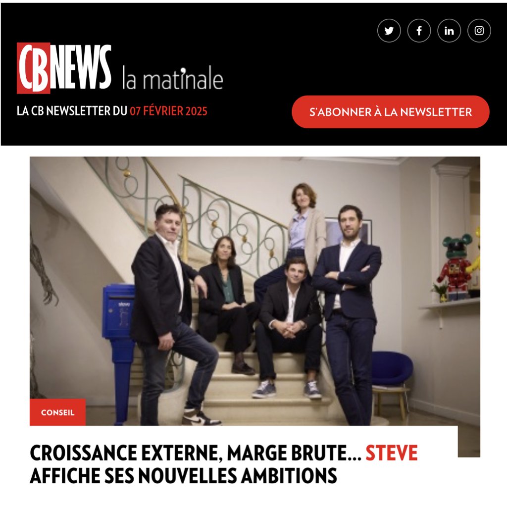 CB News (@cb_news) on Twitter photo 📩 Découvrez la Matinale du 07 février 2025 → cbnews.fr/newsletter
A la Une • 💪 <a href="/Steveagency/">STEVE PARIS 🧢</a> muscle son jeu 📩 Découvrez la Matinale du 07 février 2025 → cbnews.fr/newsletter
A la Une • 💪 <a href="/Steveagency/">STEVE PARIS 🧢</a> muscle son jeu