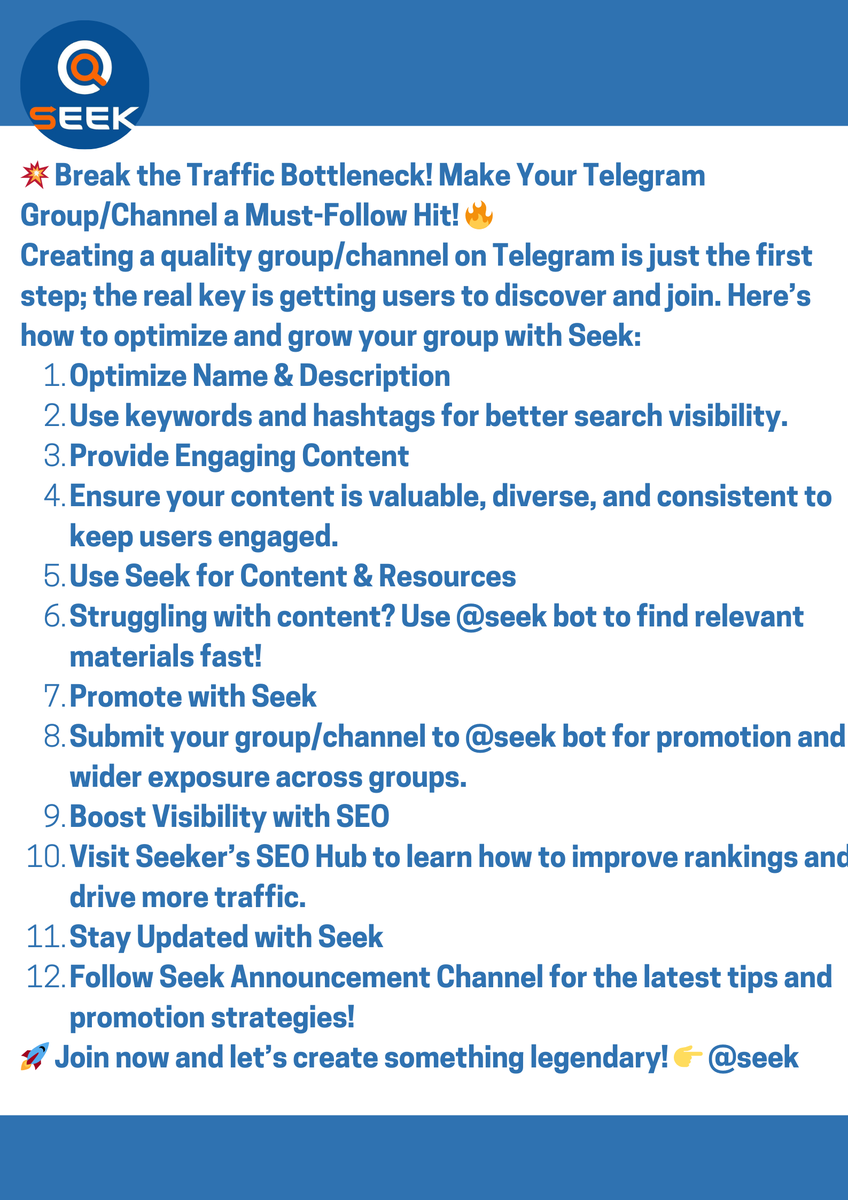 Seekbot99's tweet photo. 📷 Searching made easy! @seek is here to help you find anything, anytime, directly on Telegram. Give it a try now! 📷 #SeekItOut #TelegramBots" https://t.co/YNc0yw7CLH