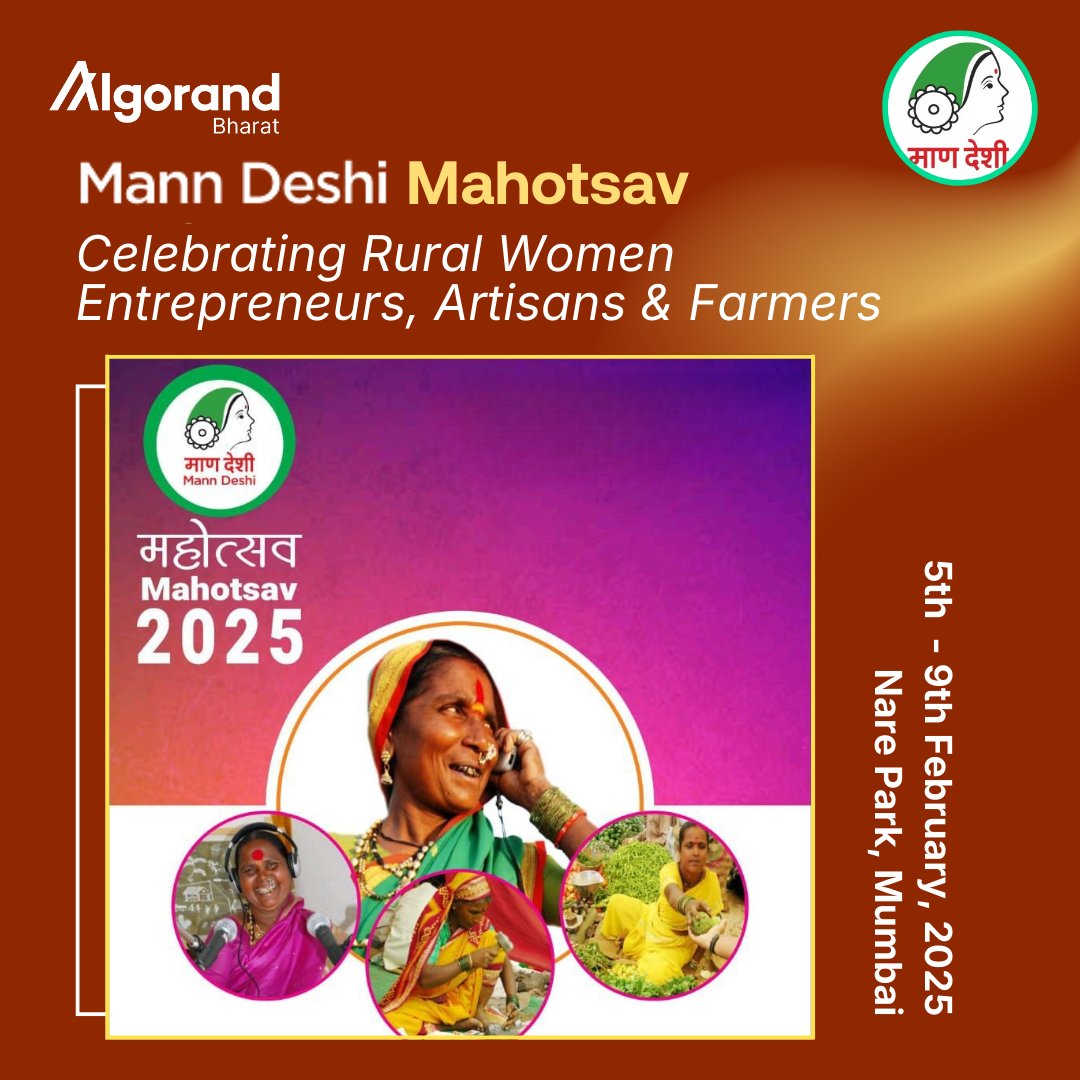 Algo_Bharat's tweet image. We’ll be at @MannDeshiOrg Mahotsav 2025 at Nare Park in Parel, Mumbai, this Saturday evening. Join us for the official launch of Mann Deshi’s Digital Credit Scorecard, integrated with #DigiLocker and powered by #Algorand.  

Be sure to stop by the booths of hundreds of…