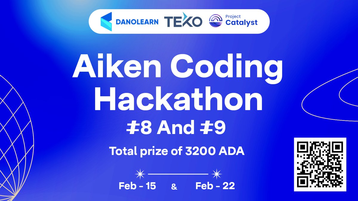 danolearn's tweet image. 🚀 Ready for the Next Aiken Coding Hackathons? - Prize up to 3200 ADA

Challenge yourself with two upcoming Aiken Coding Hackathons this month! 💻🔥

📅 Dates:
✅ Hackathon #2: February 15, 2025
✅ Hackathon #3: February 22, 2025

🏆 Prizes for Top 50 Participants up to 3200 ADA…