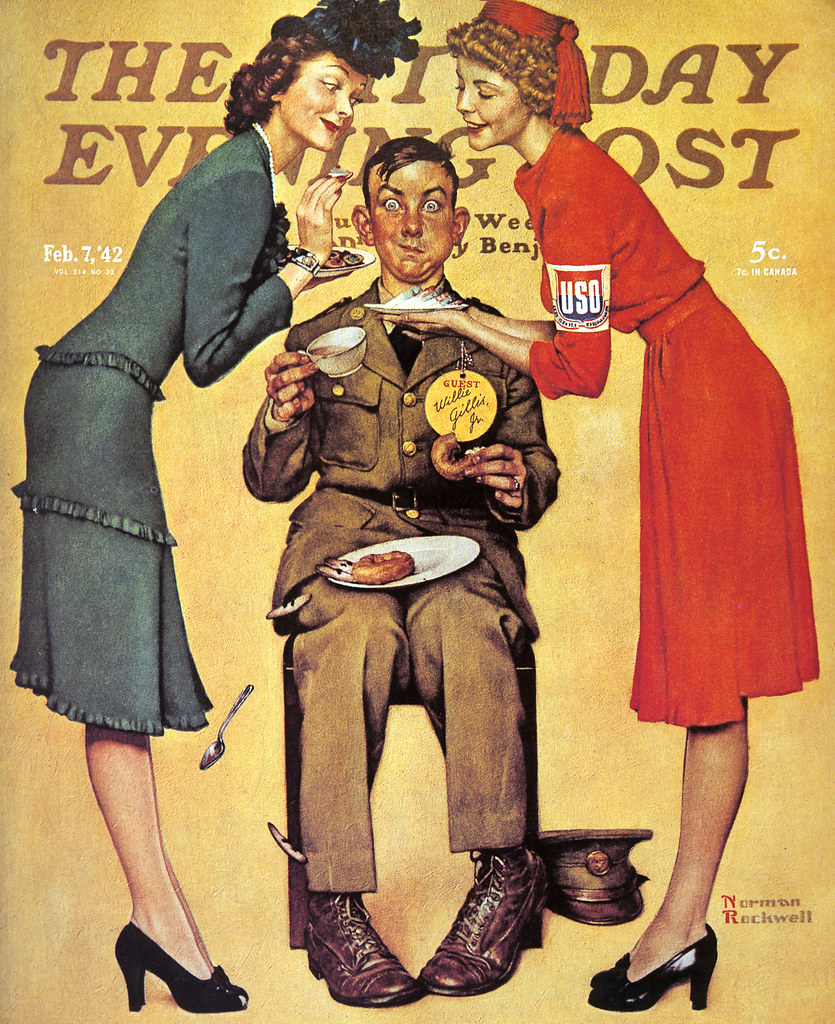 LRonLacy's tweet photo. #OTD in 1942
Willie Gillis at the USO
Illustration by Norman Rockwell (1894-1978)
Cover of the *The Saturday Evening Post*, February 7, 1942
#illustration #illustrationart #illustrationartists #NormanRockwell #WW2 #USO #WillieGillis https://t.co/VVnYjUy5ik