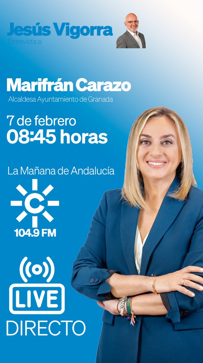 🎙️ Entramos en directo con <a href="/jesusvigorra/">Jesús Vigorra</a> en <a href="/LMAndaluciaCSR/">La mañana de Andalucía</a> <a href="/CanalSurRadio/">Canal Sur Radio</a> para hablar sobre la gala de los <a href="/PremiosGoya/">Premios Goya</a> que se celebra mañana en nuestra ciudad

📻104.9
🕣8:45h