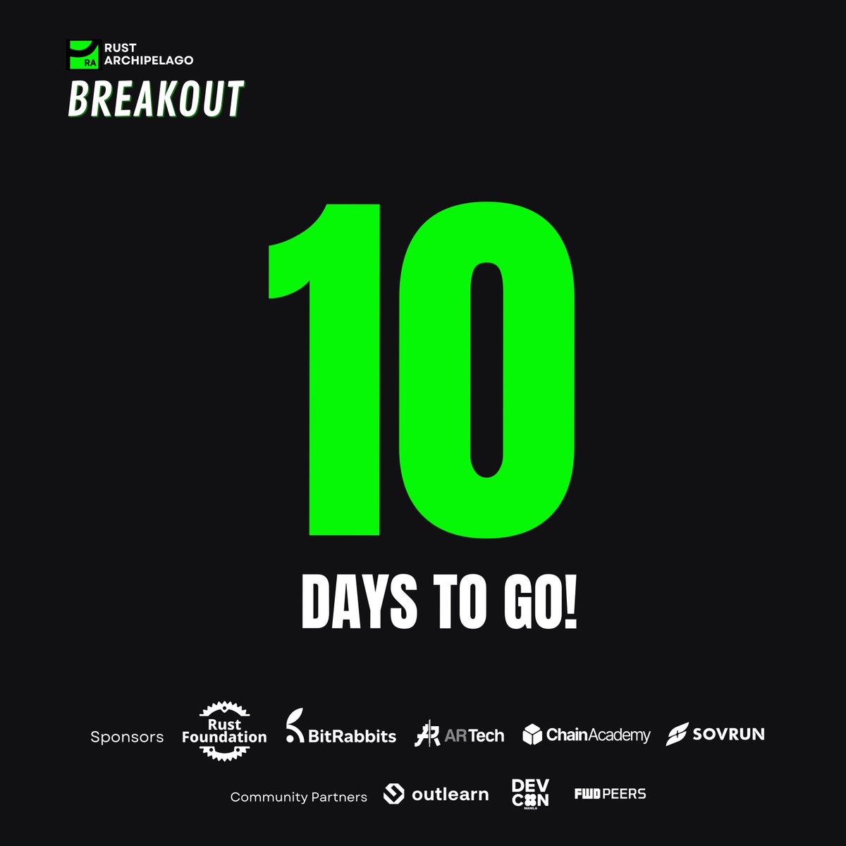 rustarchipelago's tweet image. Only 10 days to go until Rust Archipelago: Breakout!

The Rust community in the Philippines is ready to connect, learn, and innovate. Don’t miss out!

Register for FREE: lu.ma/e03dzyz9

Bring your ideas, meet fellow Rustaceans, and let’s build the future together!